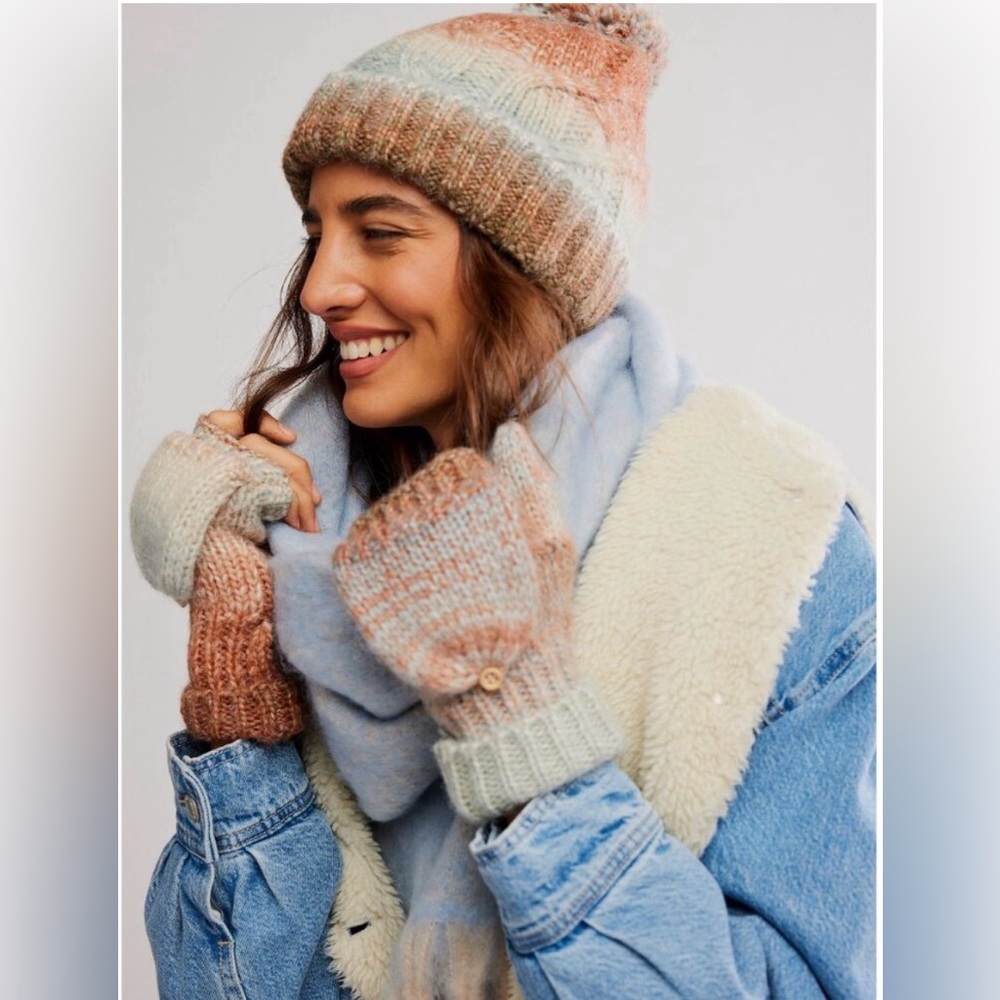 Free People Rainbow Run Hat and Glove Set